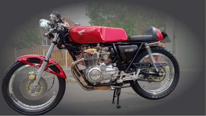 Red Honda 400/4 café racer
