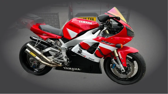 Red and white Yamaha R1