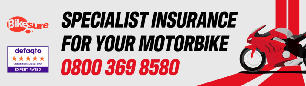 Bikesure specialist insurance for your motorbike, 0800 369 8580, Defaqto 5 star expert rated